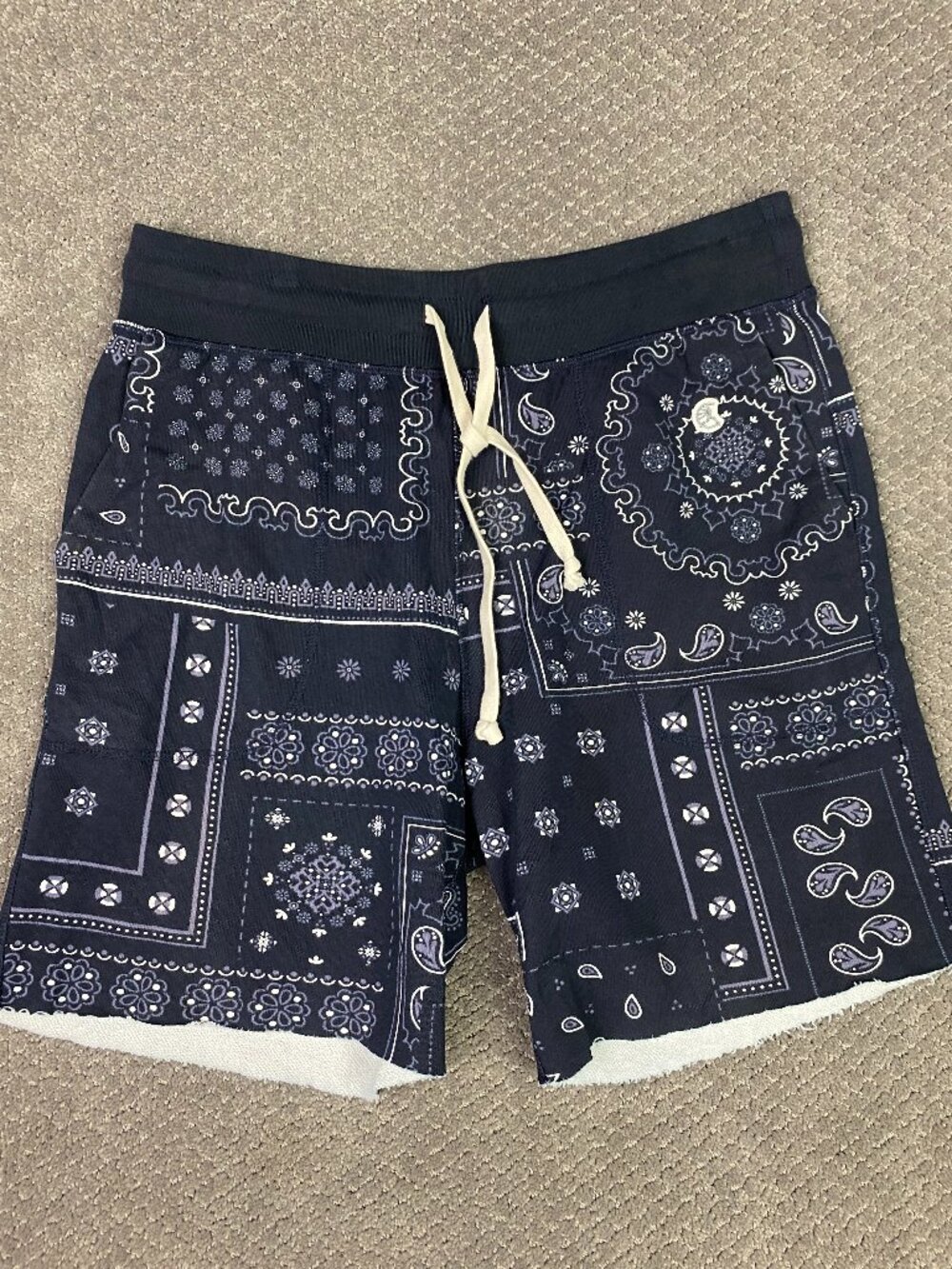 Todd Snyder X Champion Shorts Men's XL Blue Paisley Cut Off Gym Sweat Running